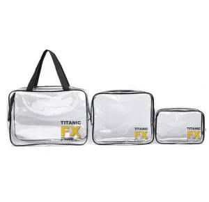 Set of 3 - Titanic FX Transparent Makeup Kit Bags