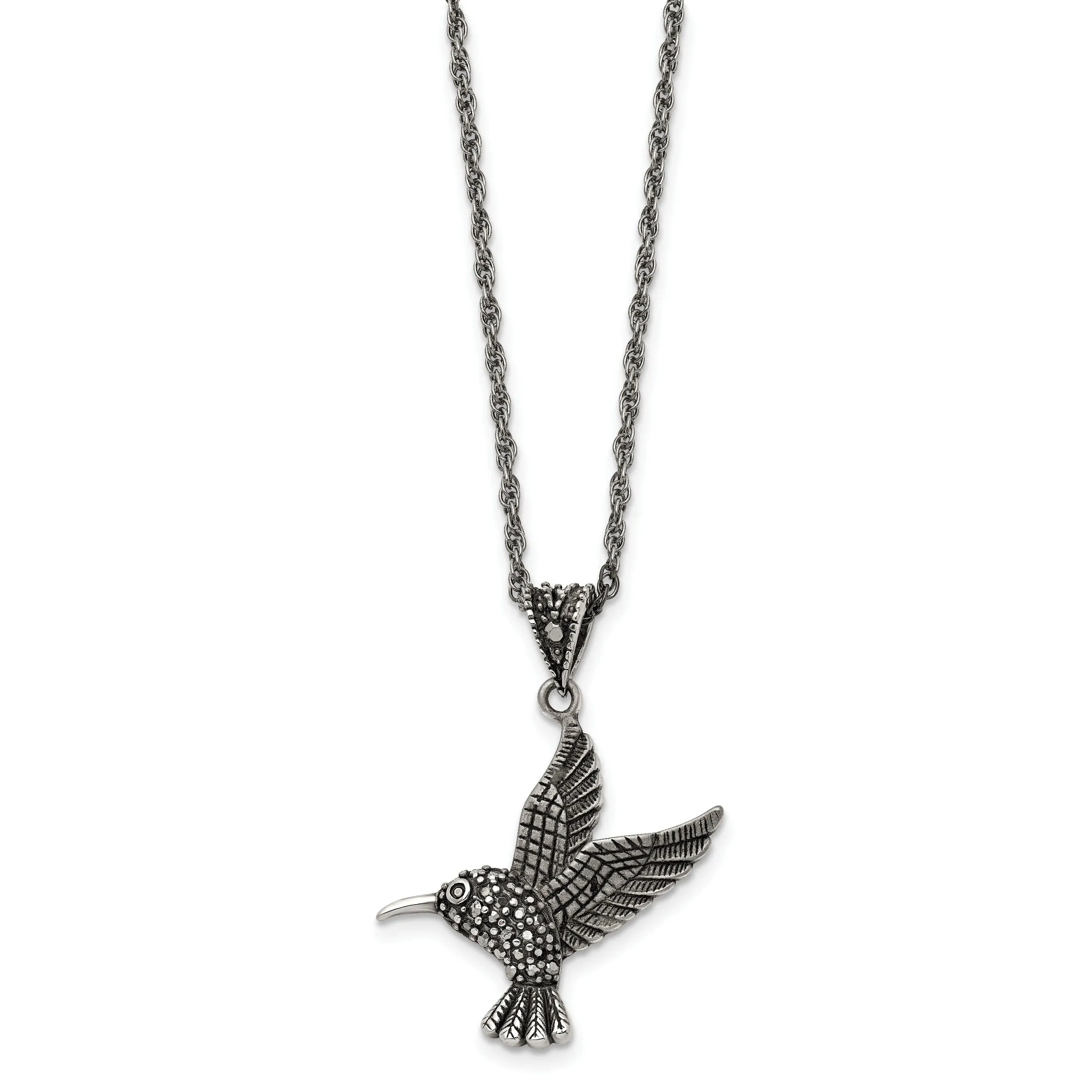 Stainless Steel Marcasite Bird Necklace