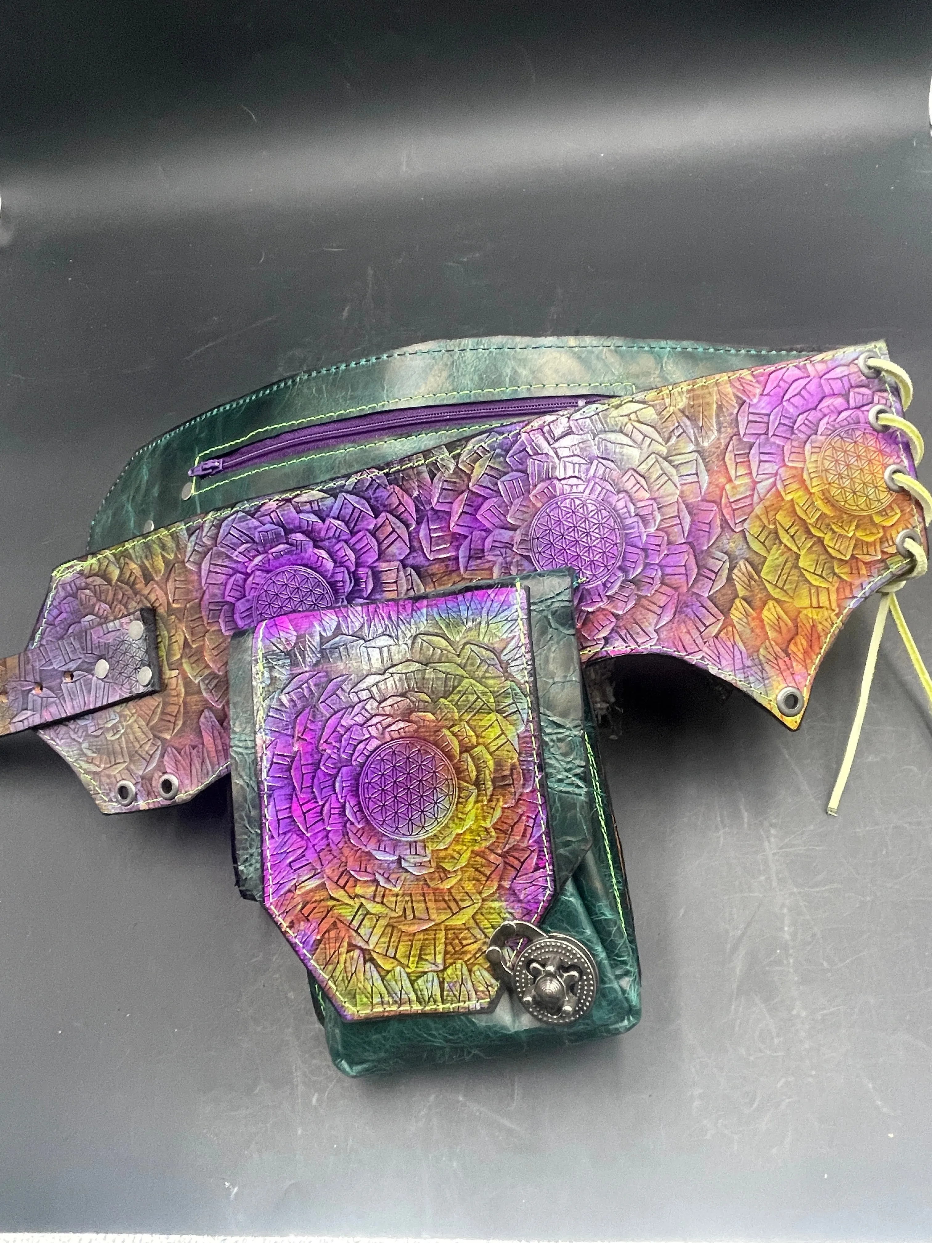 Stamped Leather Utility Hip Belt - Miscellaneous Designs