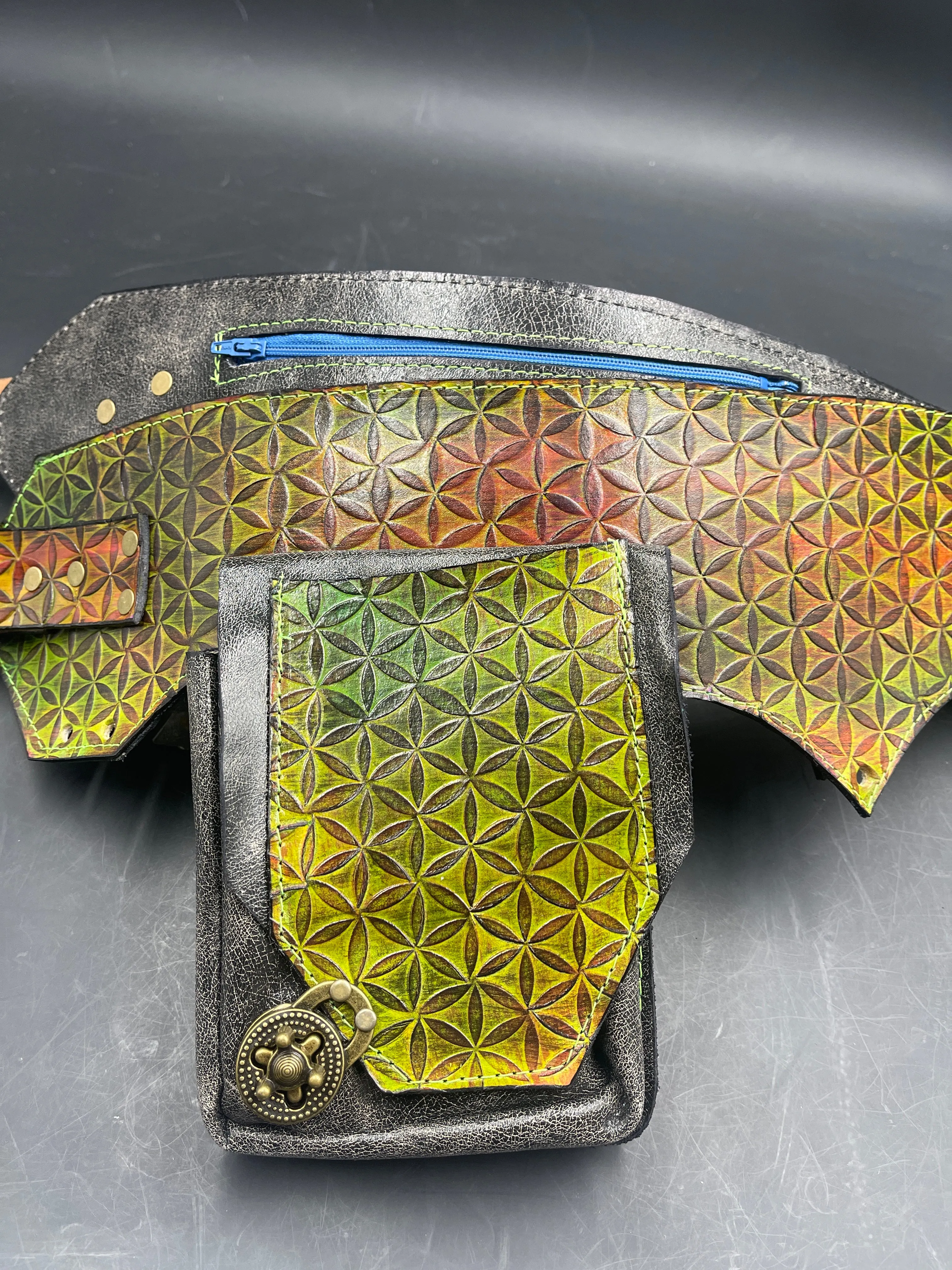 Stamped Leather Utility Hip Belt - Miscellaneous Designs
