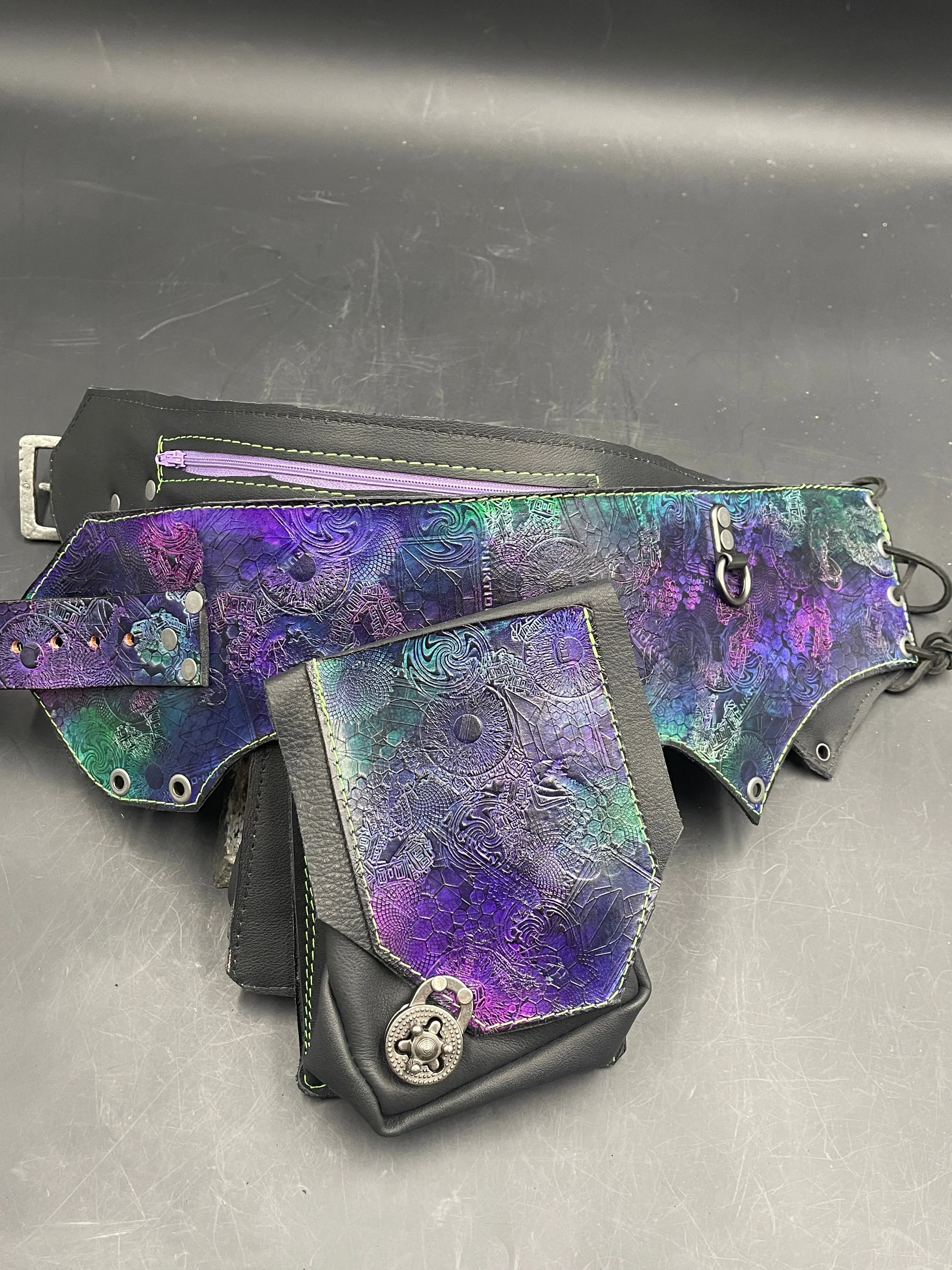 Stamped Leather Utility Hip Belt - Miscellaneous Designs