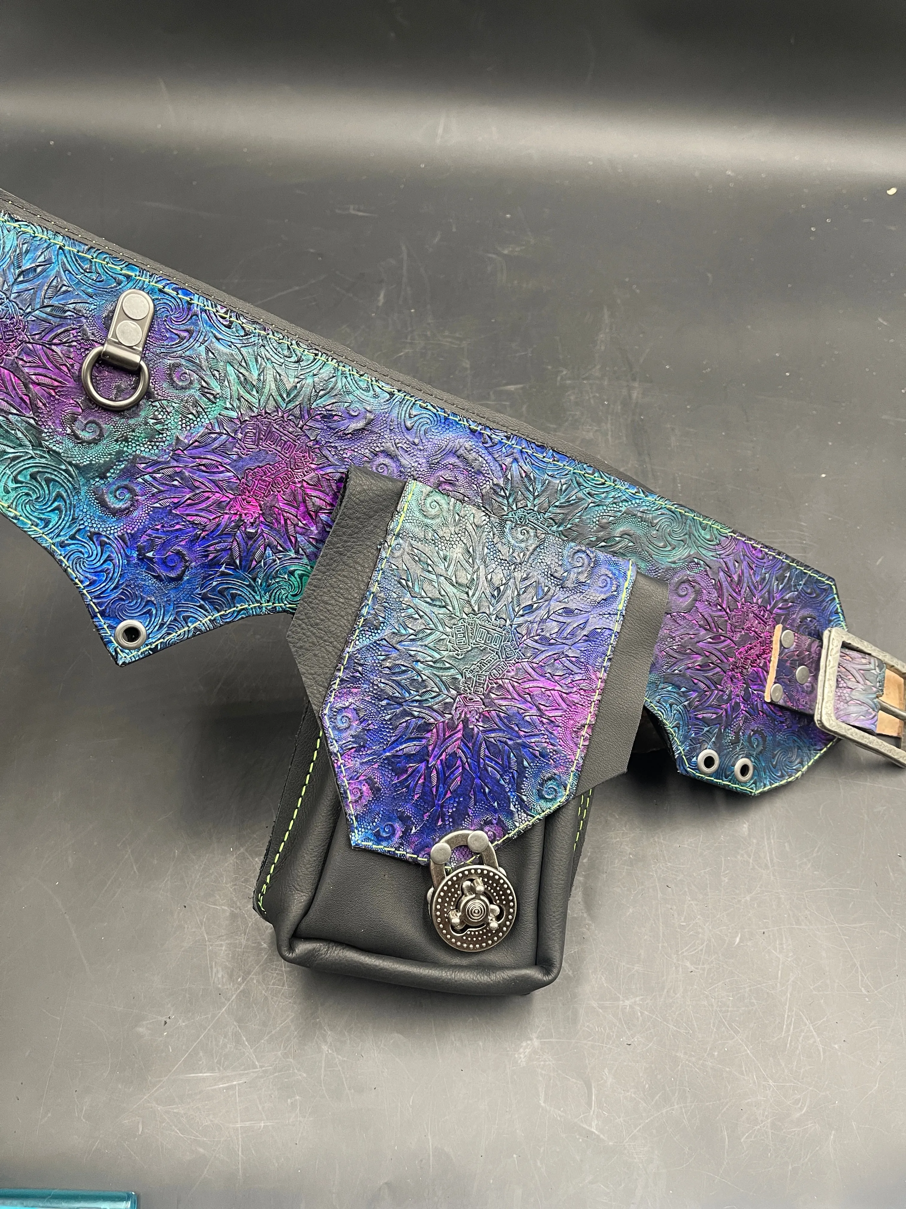 Stamped Leather Utility Hip Belt - Miscellaneous Designs
