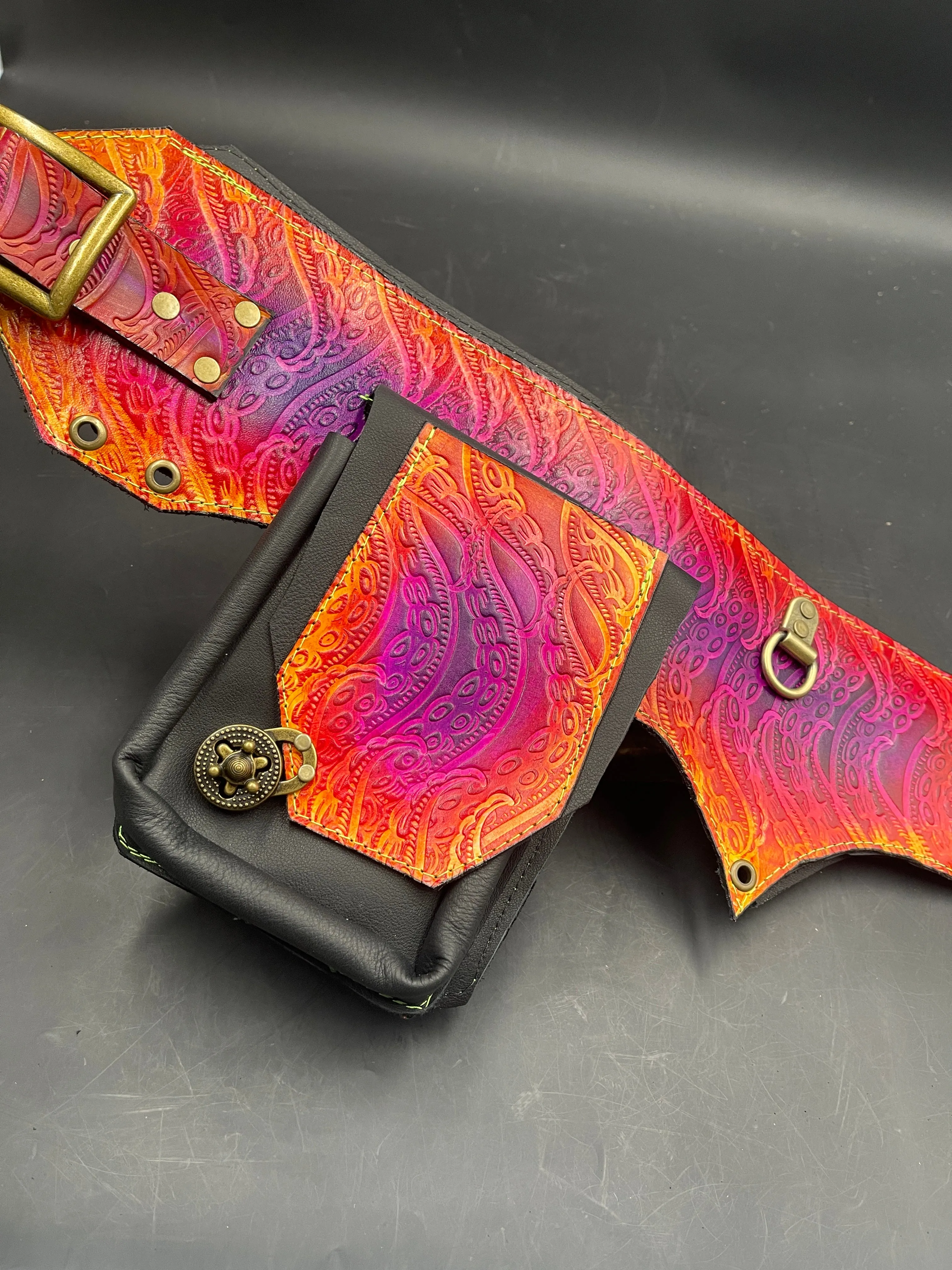 Stamped Leather Utility Hip Belt - Miscellaneous Designs