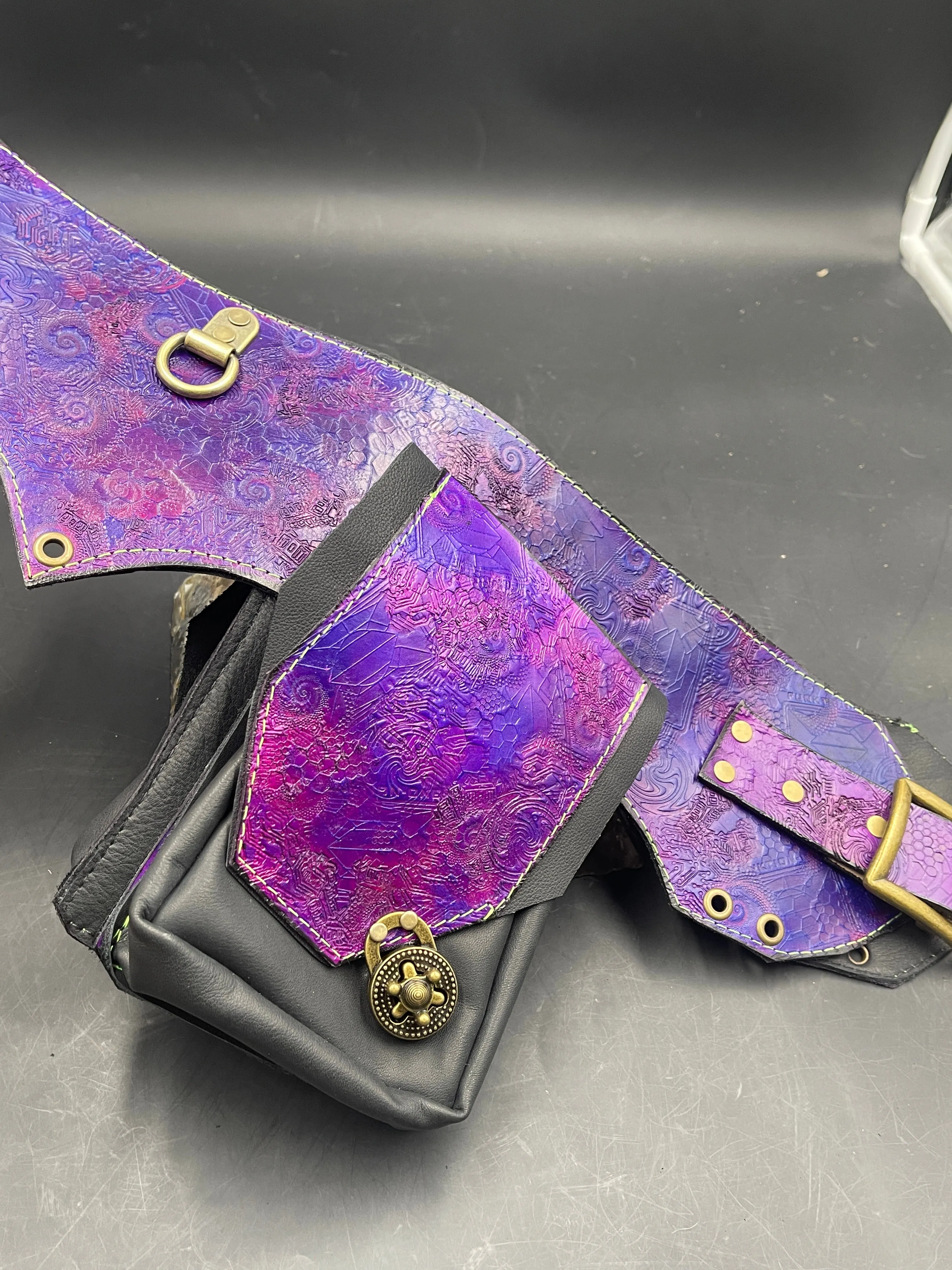 Stamped Leather Utility Hip Belt - Miscellaneous Designs