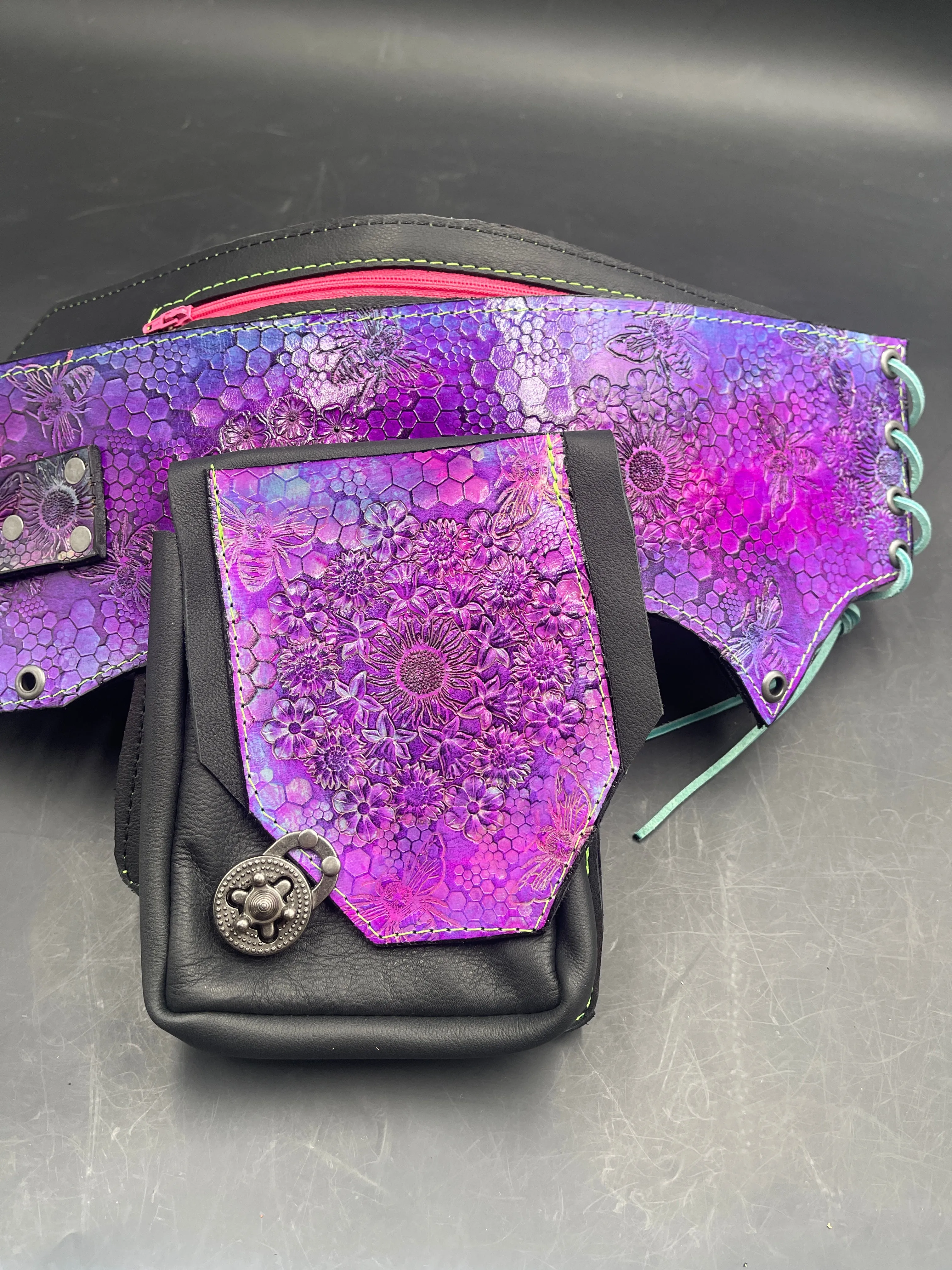 Stamped Leather Utility Hip Belt - Miscellaneous Designs