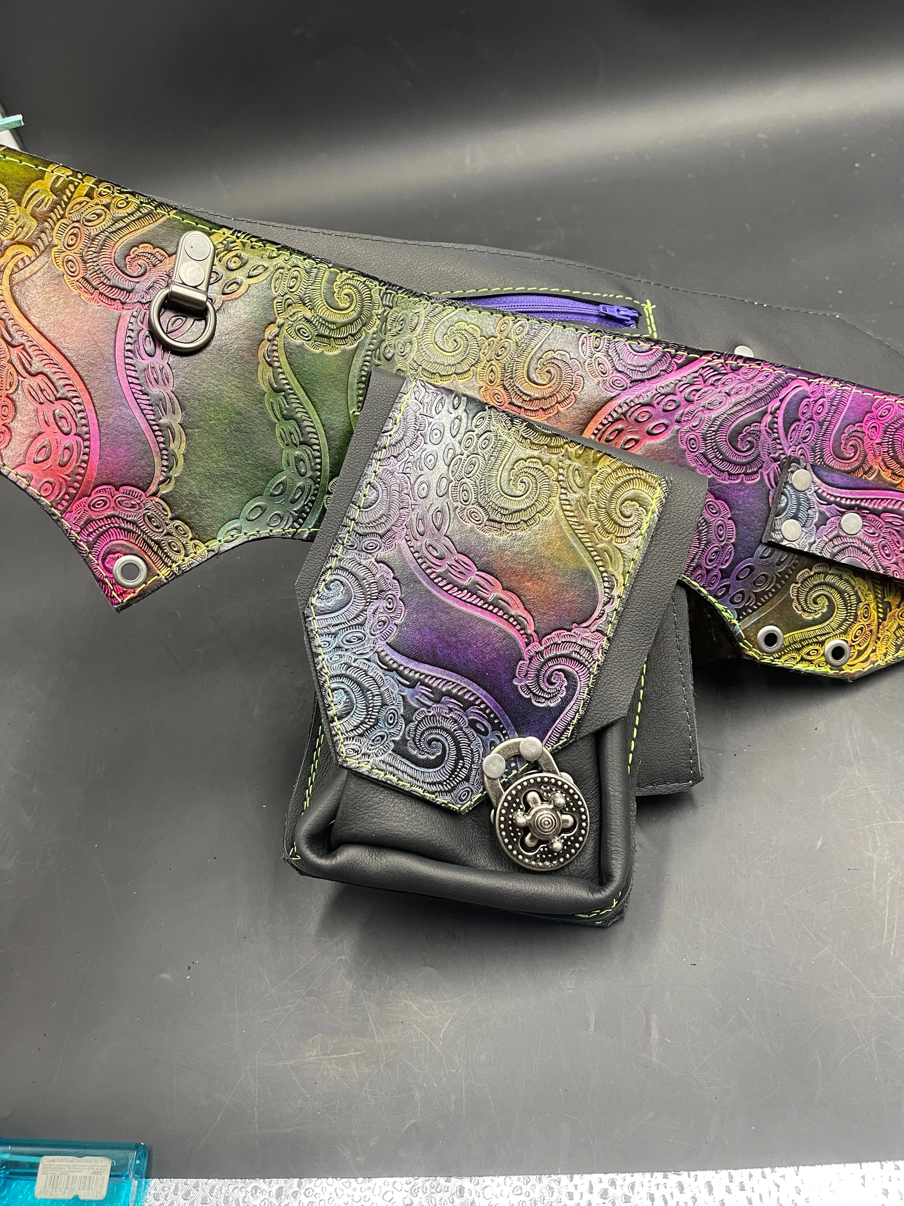 Stamped Leather Utility Hip Belt - Miscellaneous Designs