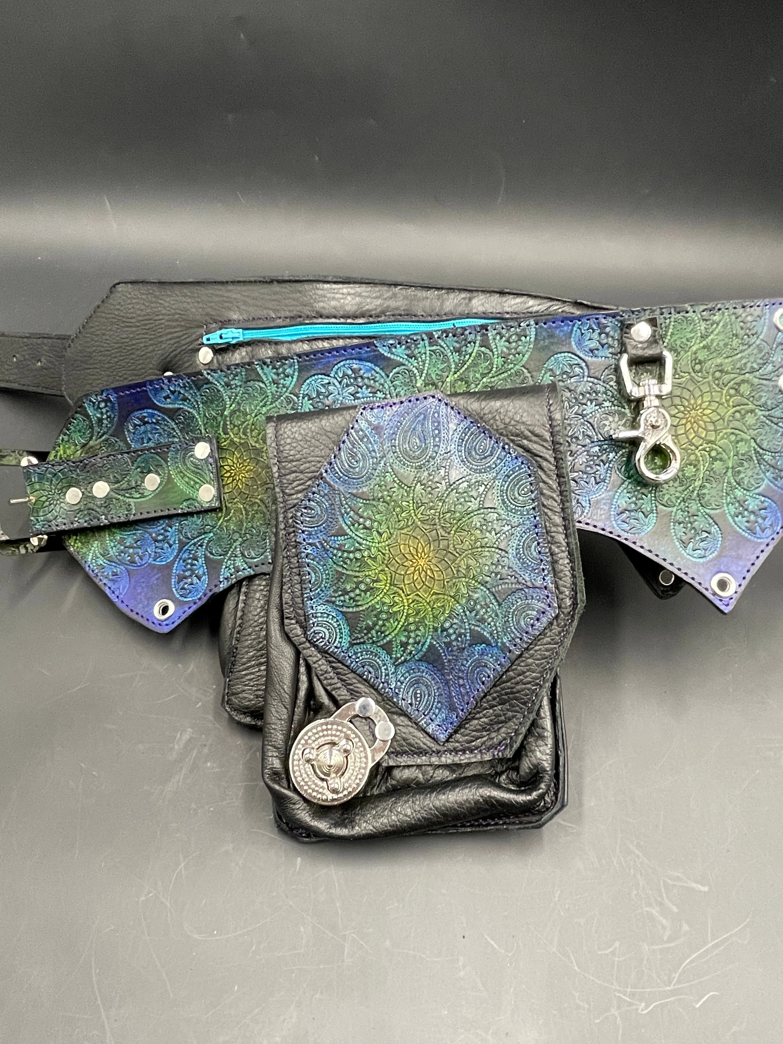Stamped Leather Utility Hip Belt - Miscellaneous Designs