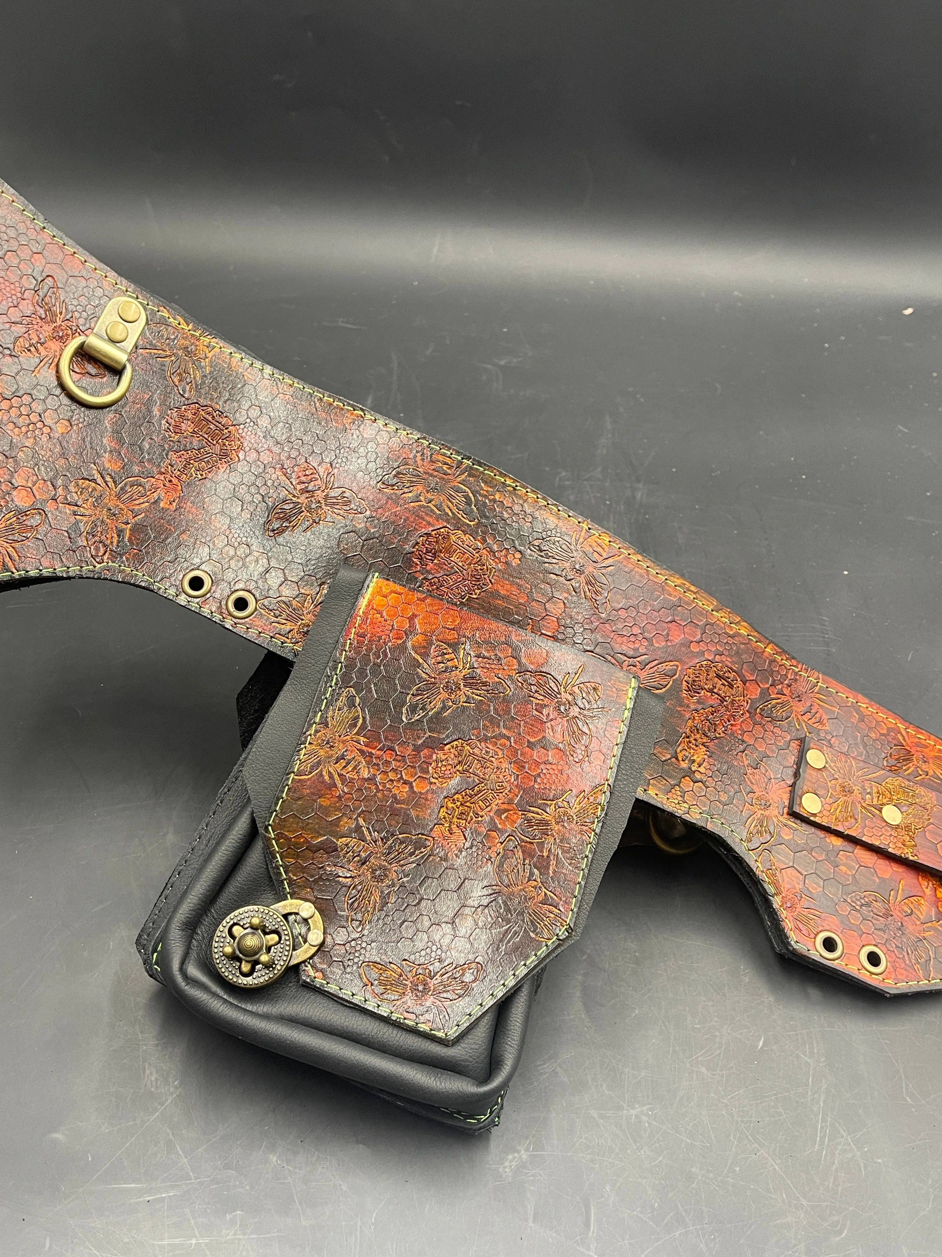 Stamped Leather Utility Hip Belt - Miscellaneous Designs
