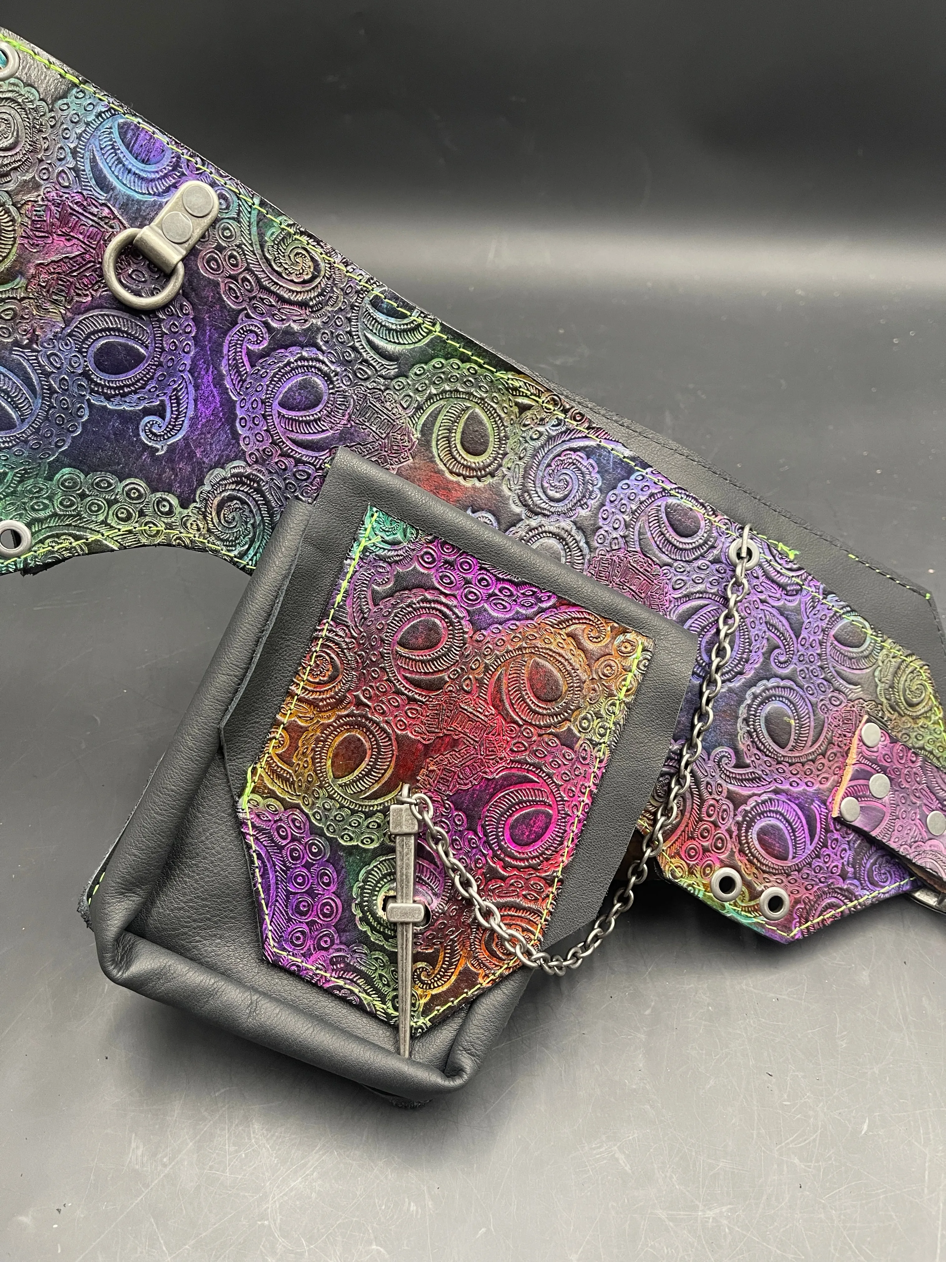 Stamped Leather Utility Hip Belt - Miscellaneous Designs