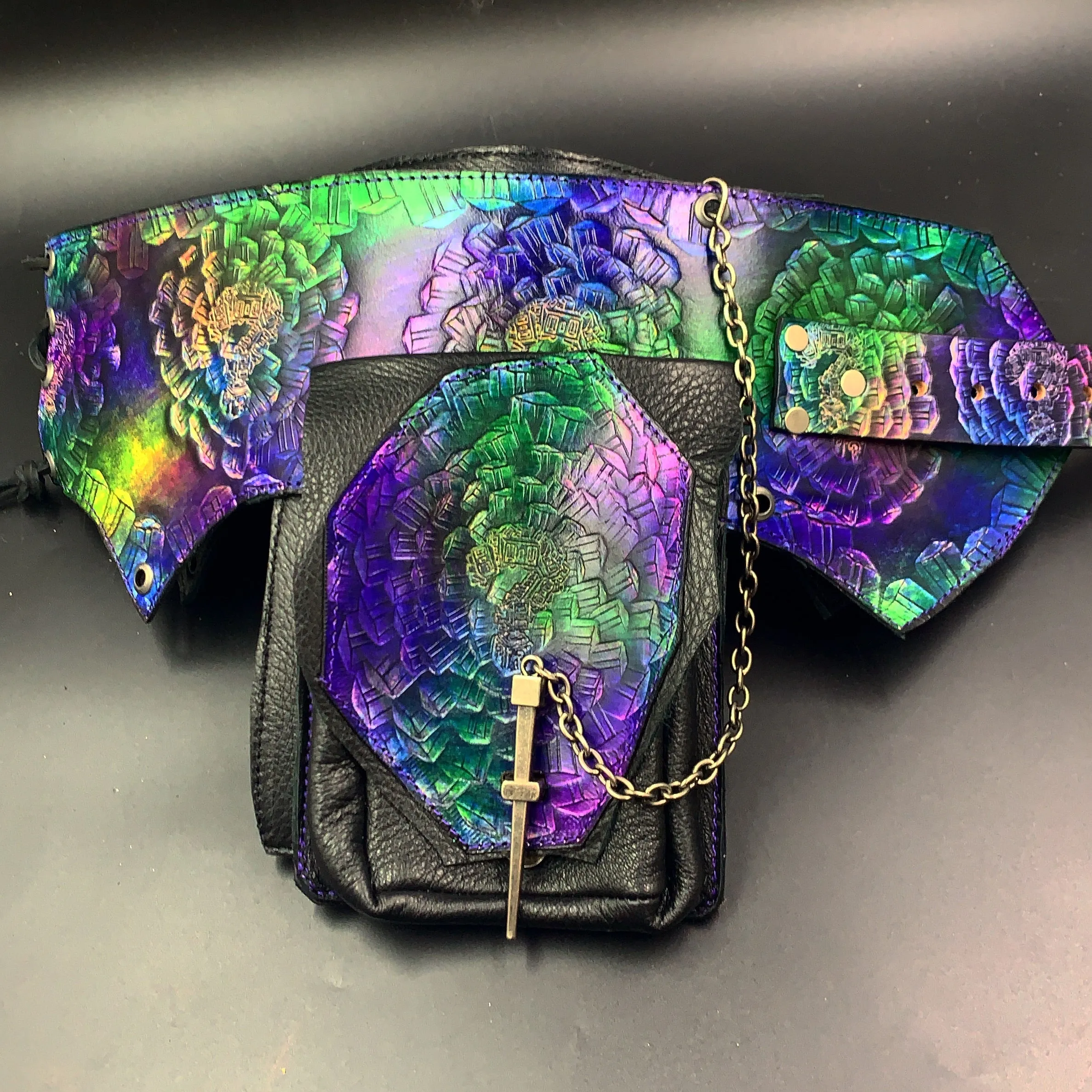Stamped Leather Utility Hip Belt - Miscellaneous Designs