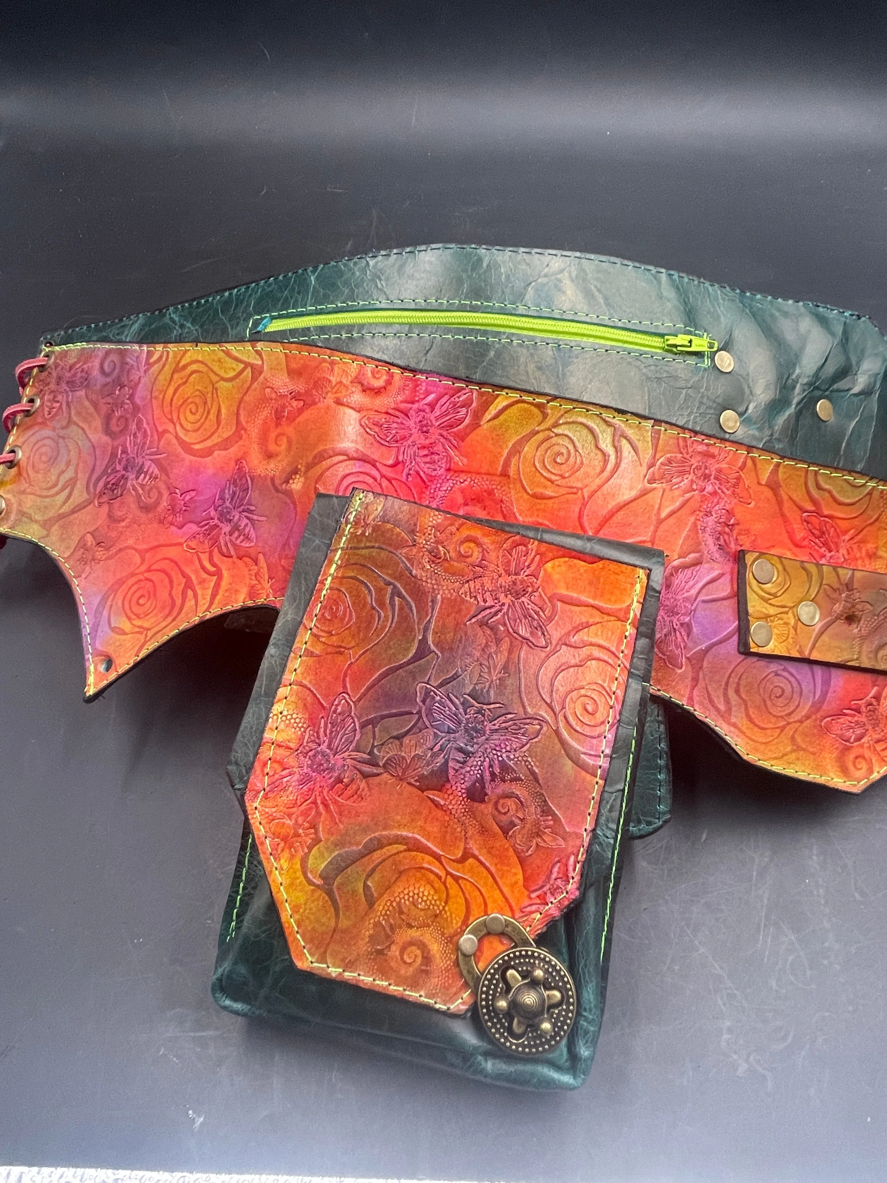 Stamped Leather Utility Hip Belt - Miscellaneous Designs