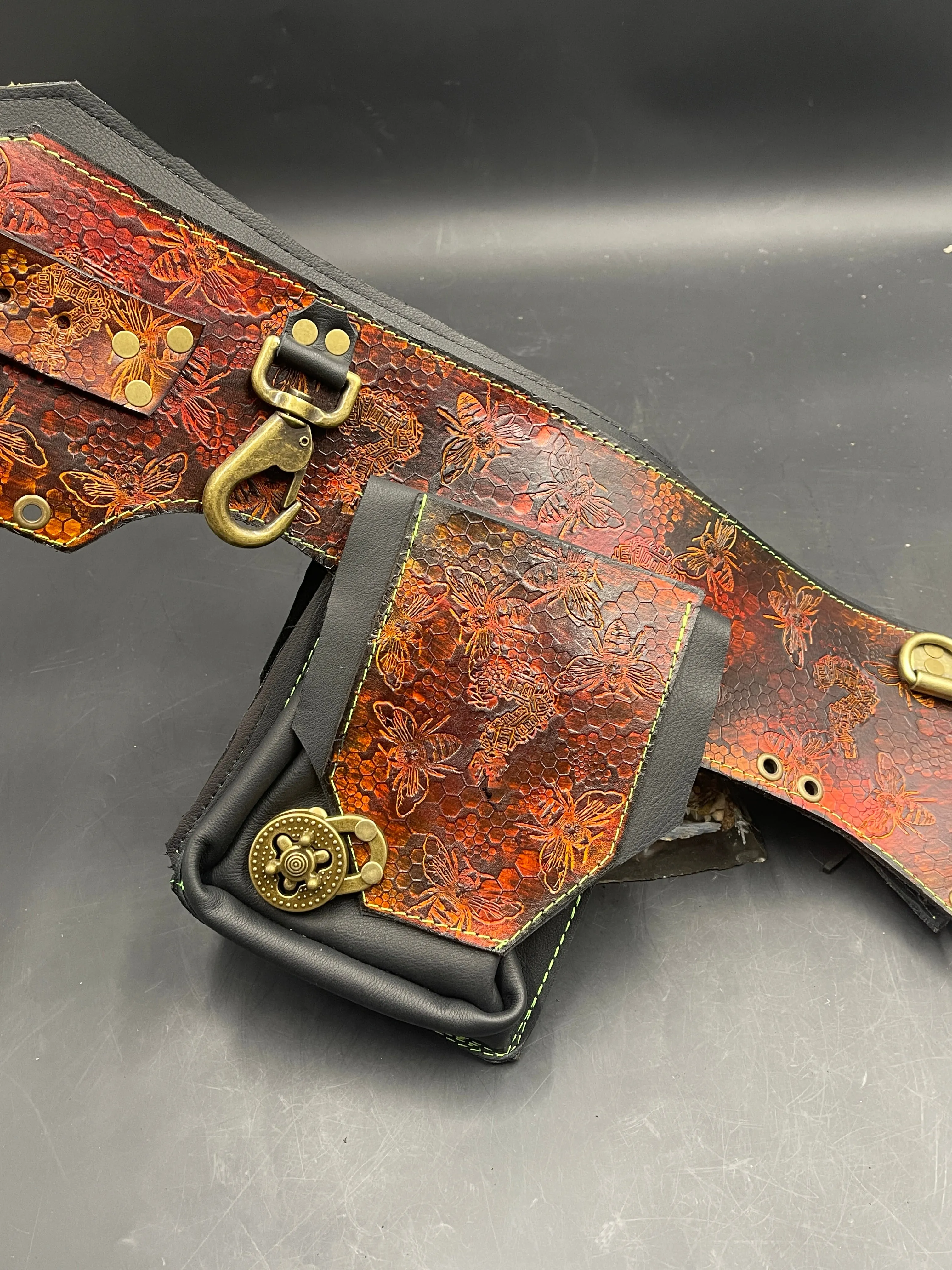 Stamped Leather Utility Hip Belt - Miscellaneous Designs