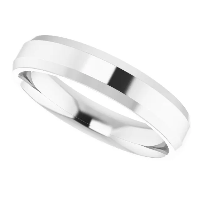 Sterling Silver 4 mm Beveled Edge Comfort Fit Light Band