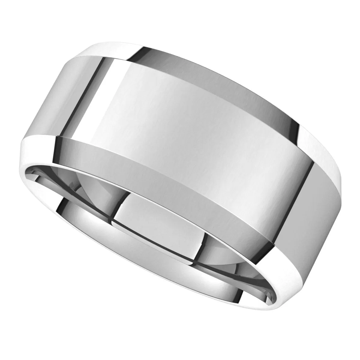 Sterling Silver 9 mm Beveled Edge Comfort Fit Light Band