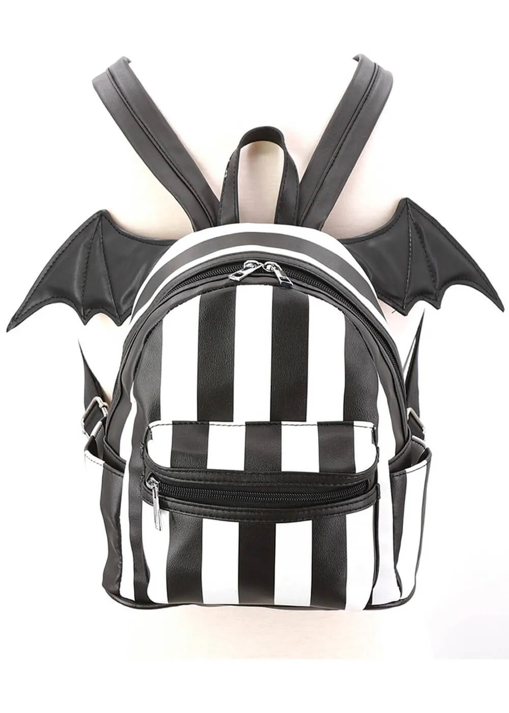 Succubus Bags Batwing Stripe Backpack Black White