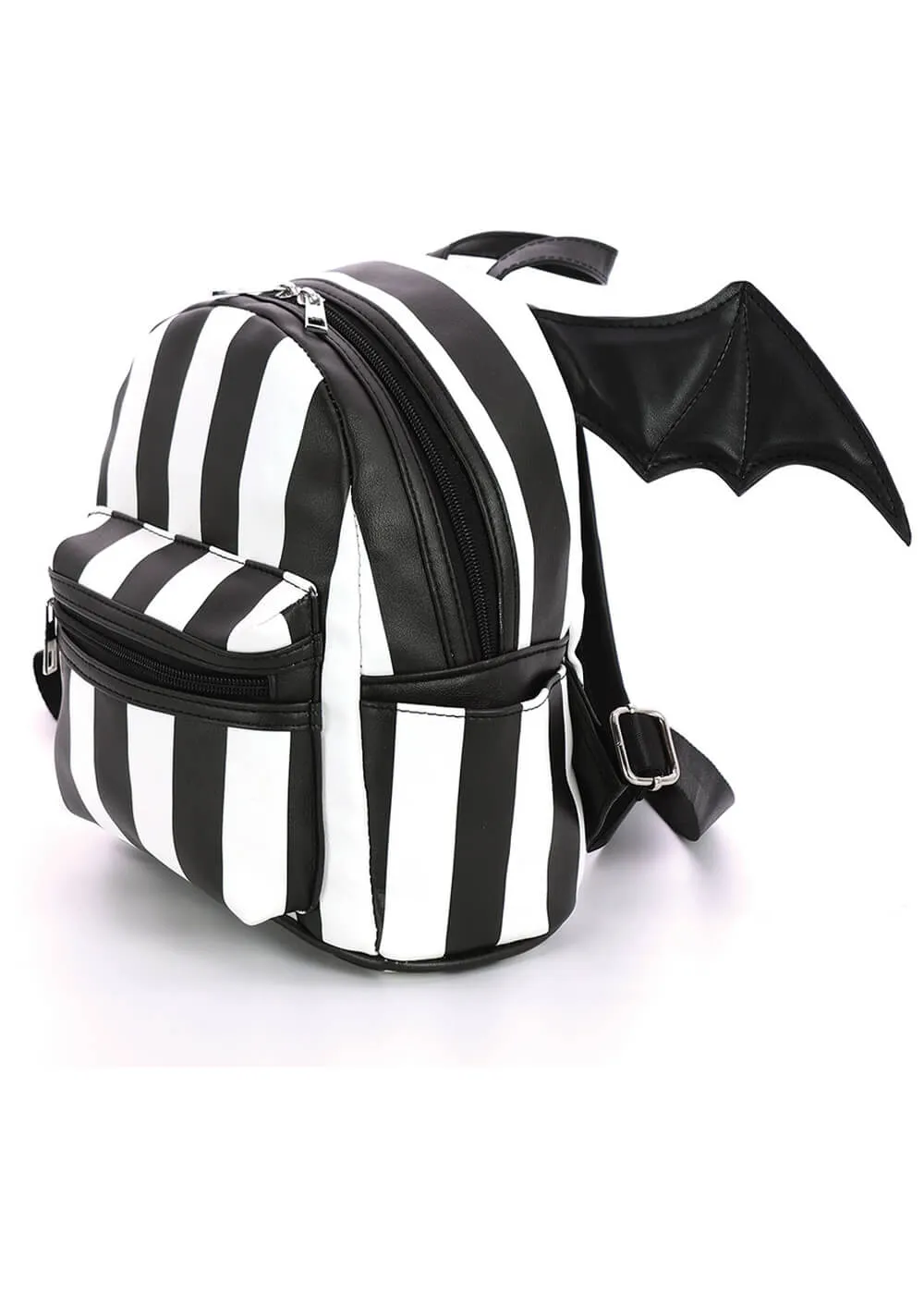 Succubus Bags Batwing Stripe Backpack Black White