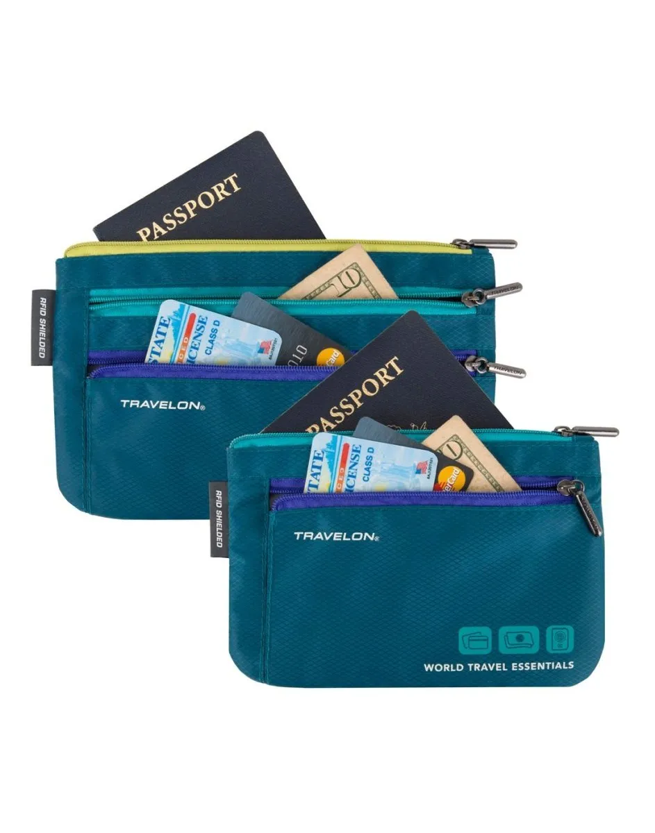 Travelon World Travel Essentials Set of 2 Currency & Passport Organizers