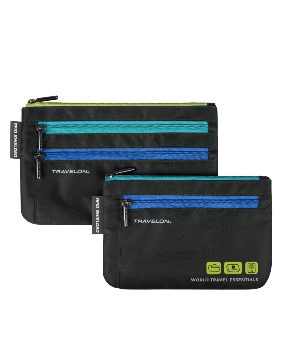 Travelon World Travel Essentials Set of 2 Currency & Passport Organizers