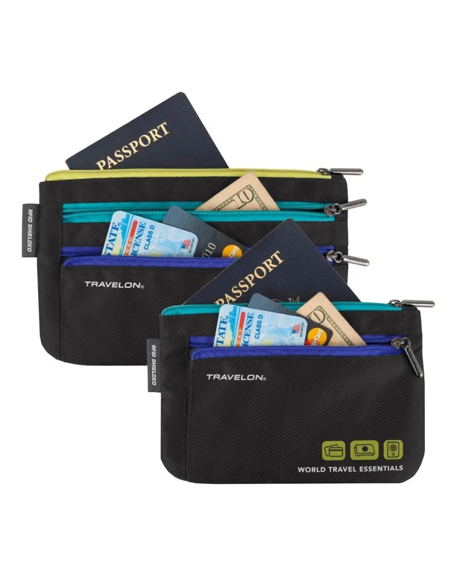 Travelon World Travel Essentials Set of 2 Currency & Passport Organizers
