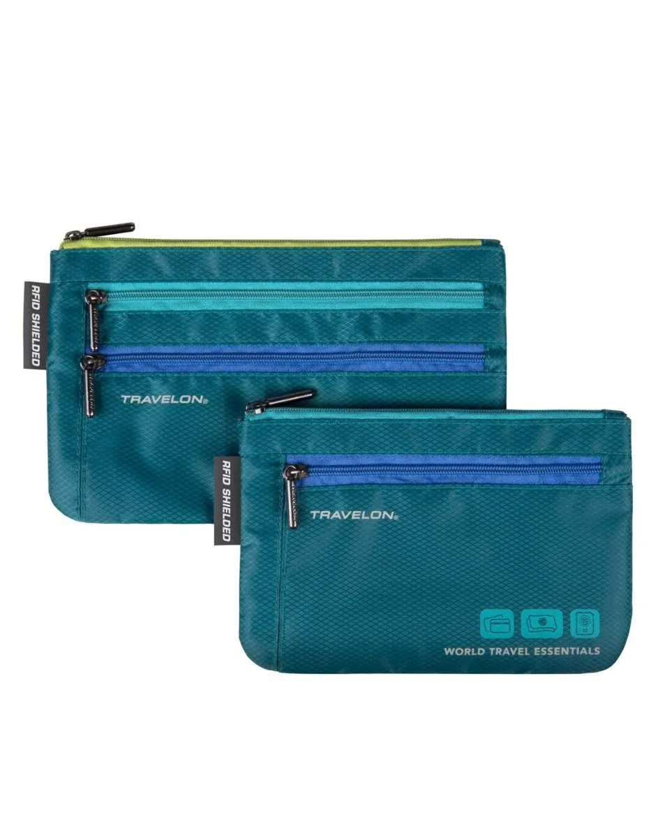 Travelon World Travel Essentials Set of 2 Currency & Passport Organizers