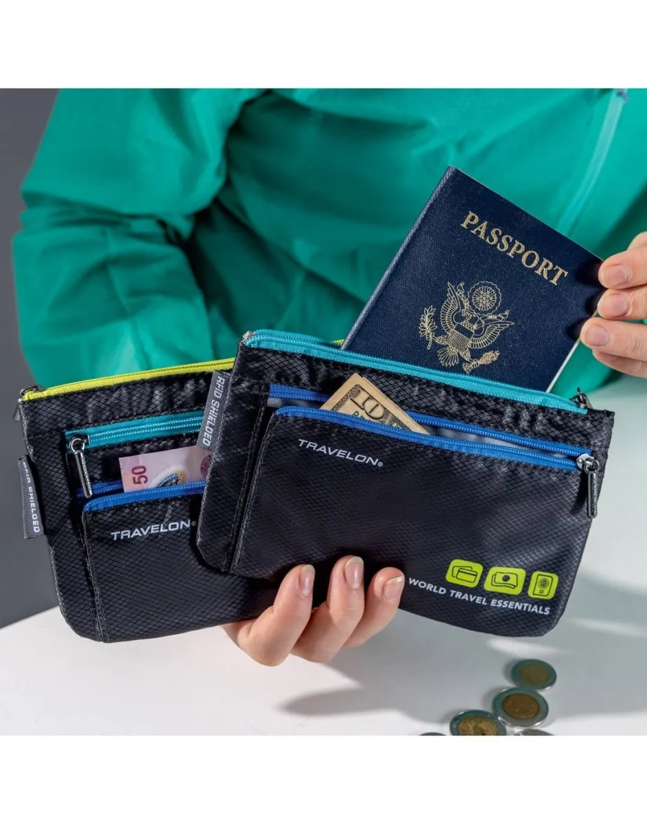 Travelon World Travel Essentials Set of 2 Currency & Passport Organizers