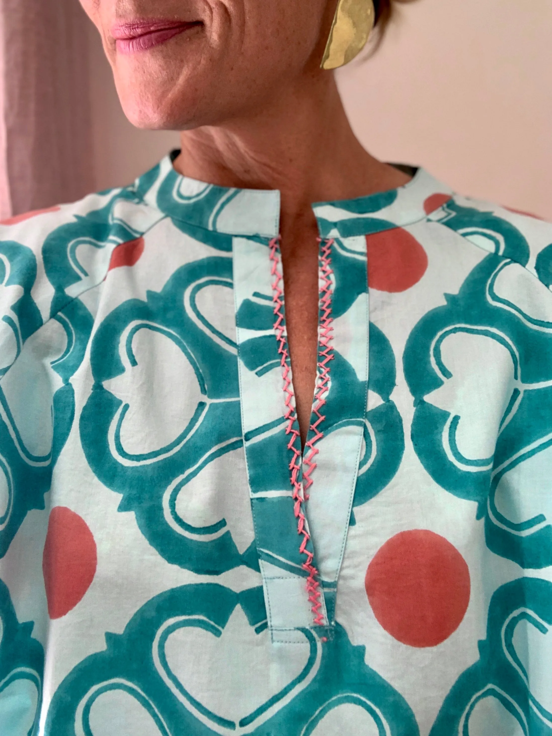 Turquoise Condor Sundress / Short Kaftan